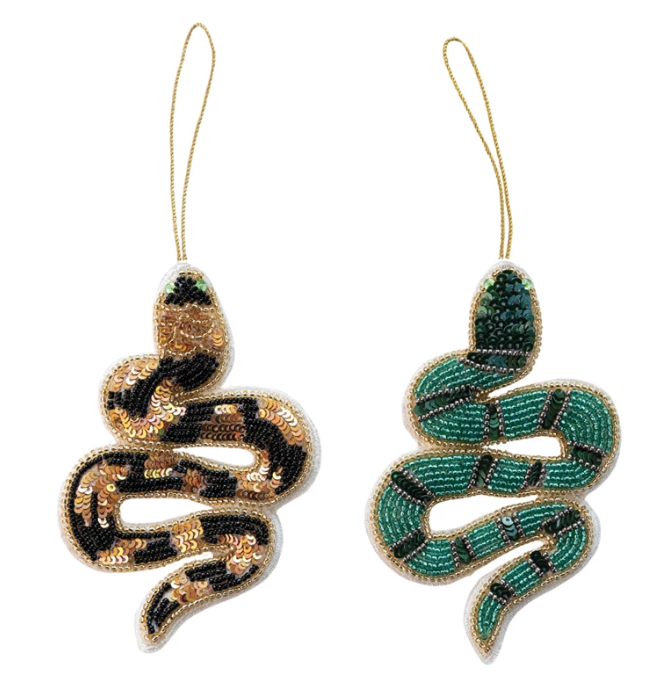 Handmade Beaded Snake Ornament