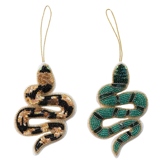 Handmade Beaded Snake Ornament