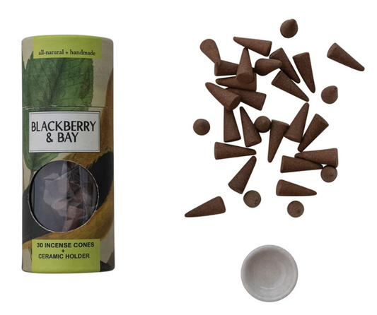 Blackerry & Bay Scented Incense Cones with Holder