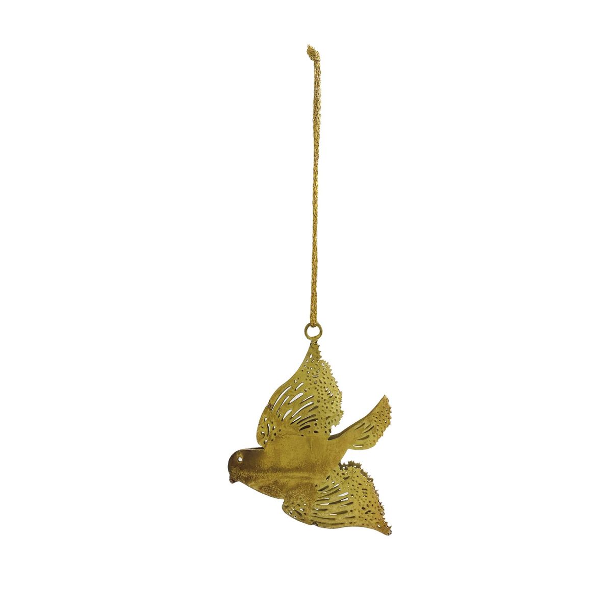 Distressed Gold Metal Bird Ornament