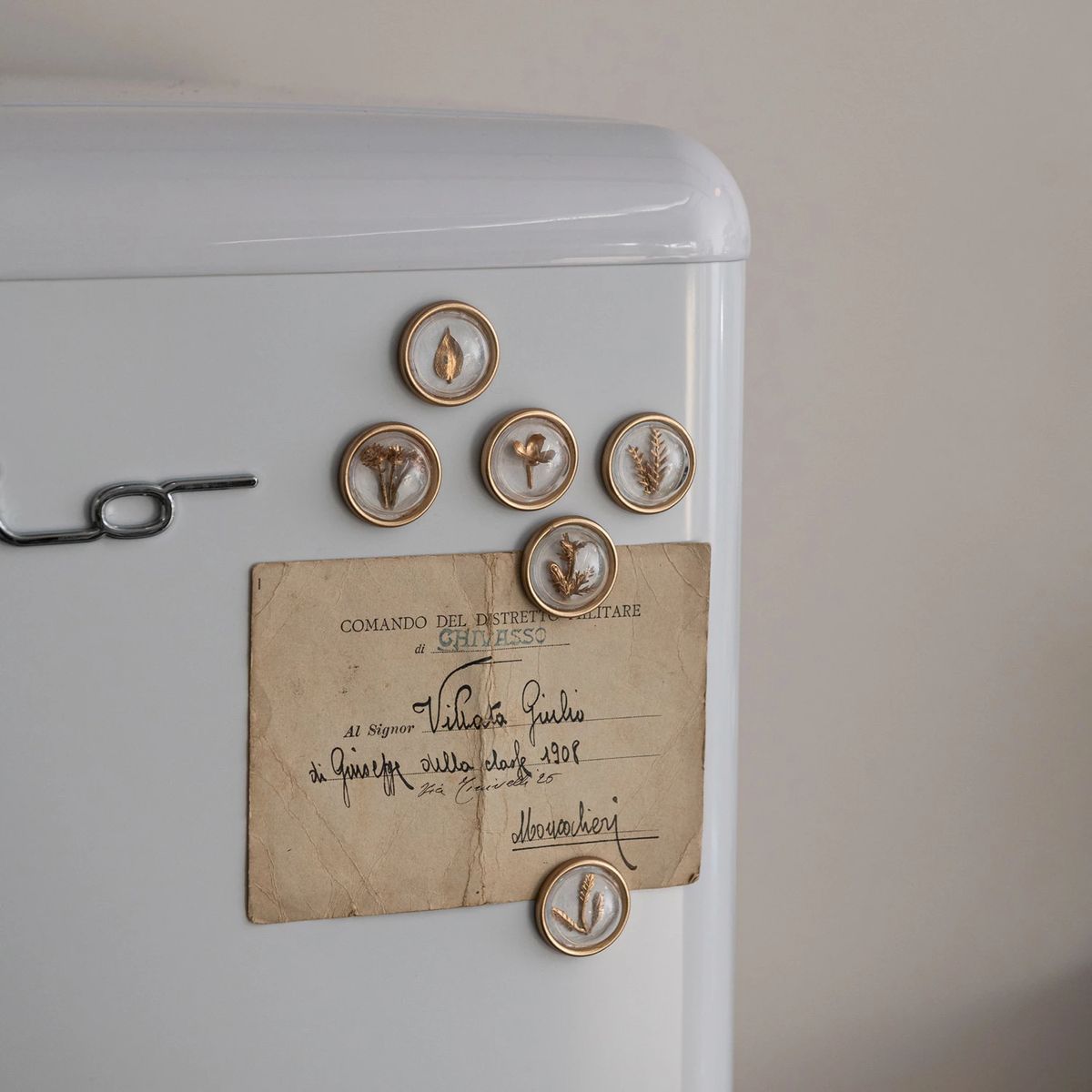 Golden Botanical Fridge Magnets