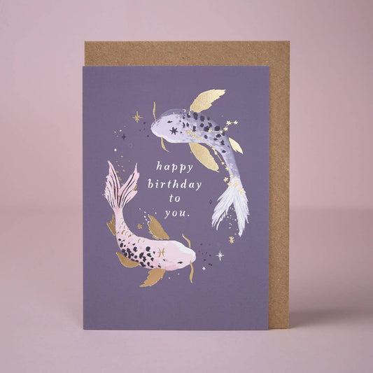 Koi Zodiac Birthday Card | Pisces Sign
