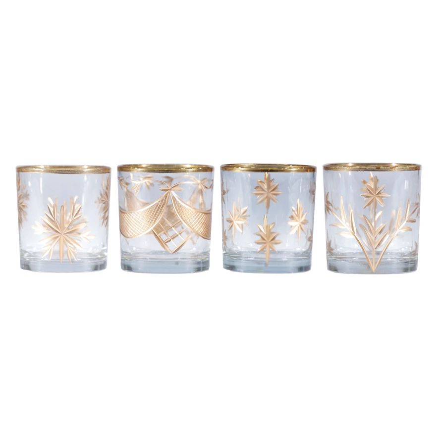 Etched Glass Votive Candle Holder