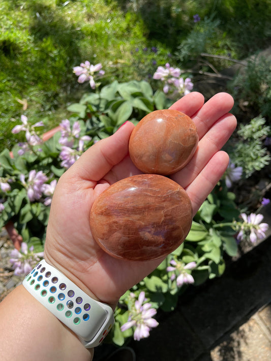 Peach Moonstone Palm Stones