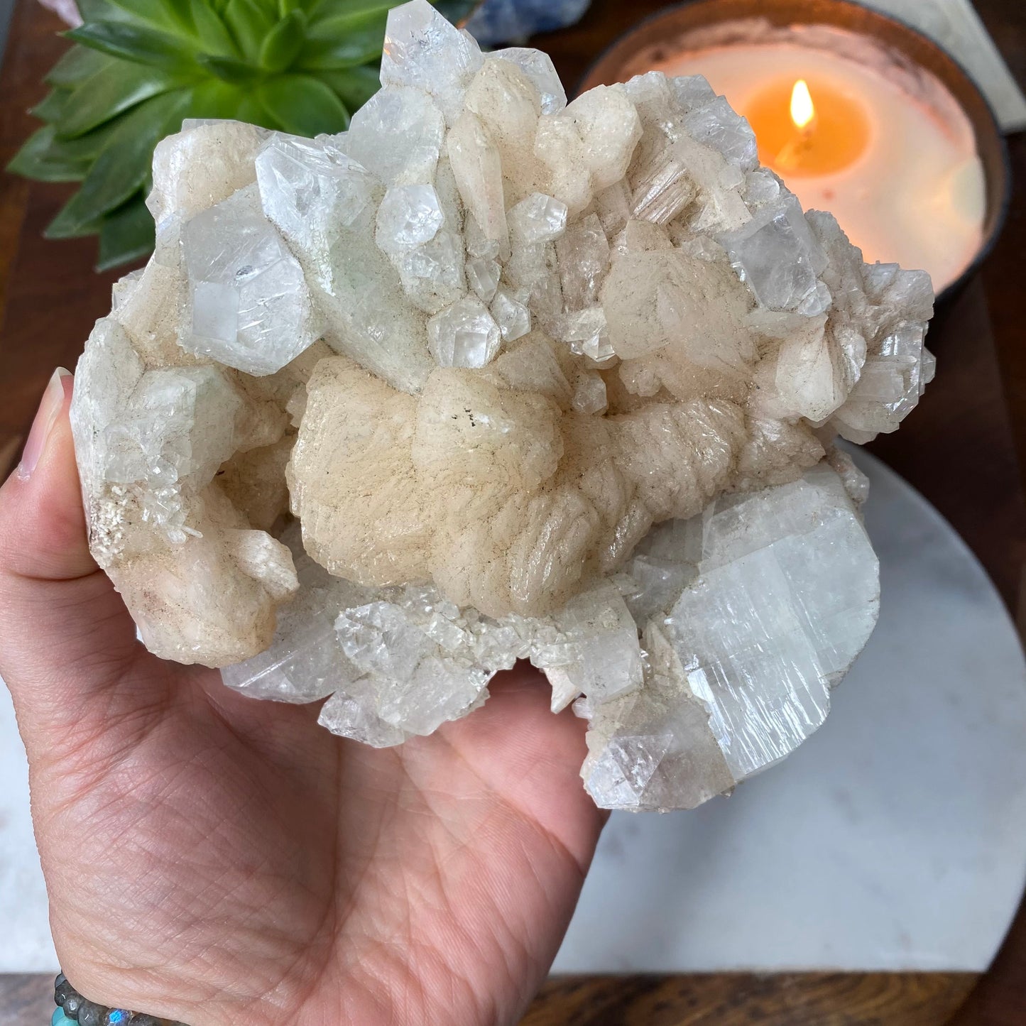 Apophyllite and Stillbite cluster #56