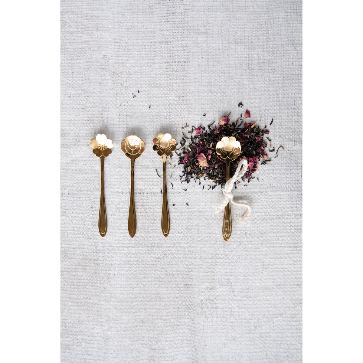 Flower Shaped Gold-Finish Tea Spoon