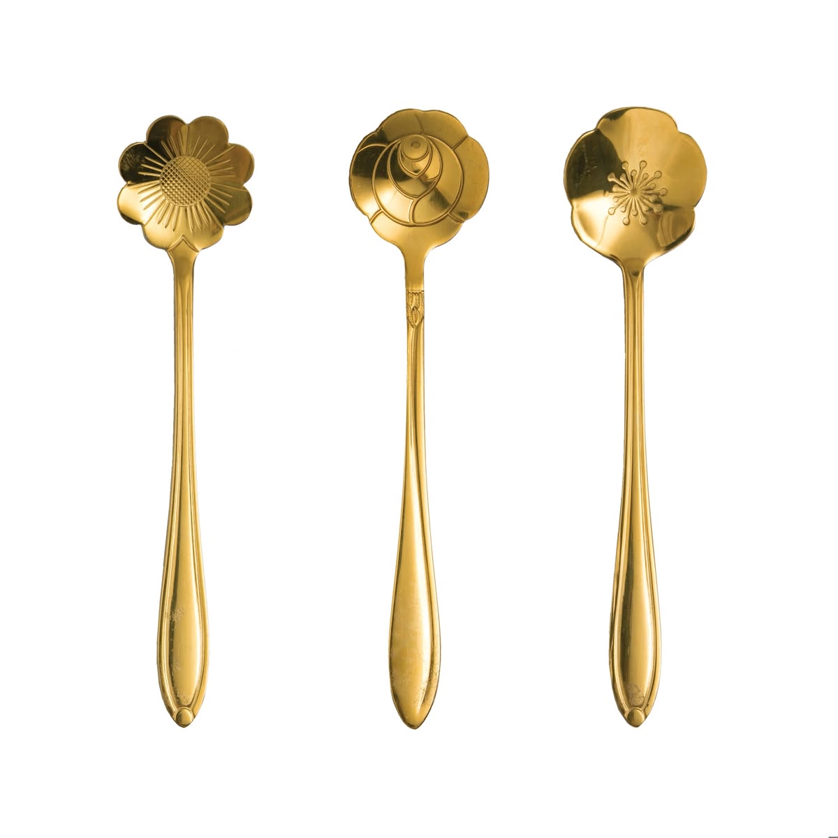 Flower Shaped Gold-Finish Tea Spoon